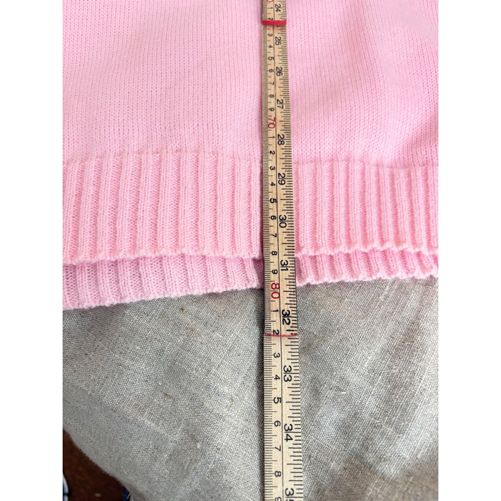 Curry Knits Pink V-Neck Sweater Womens Long Sleeve Ribbed Knit Pullover - Picture 8 of 9